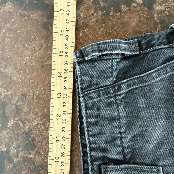 Free People Carpenter Jeans Wide Leg Cropped Utility Faded Black Women 27 Grunge - Picture 14 of 16